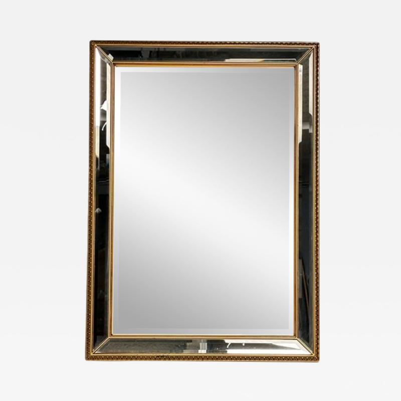 Modern Gilt Gold Beveled Wall Console or Mantel Mirror