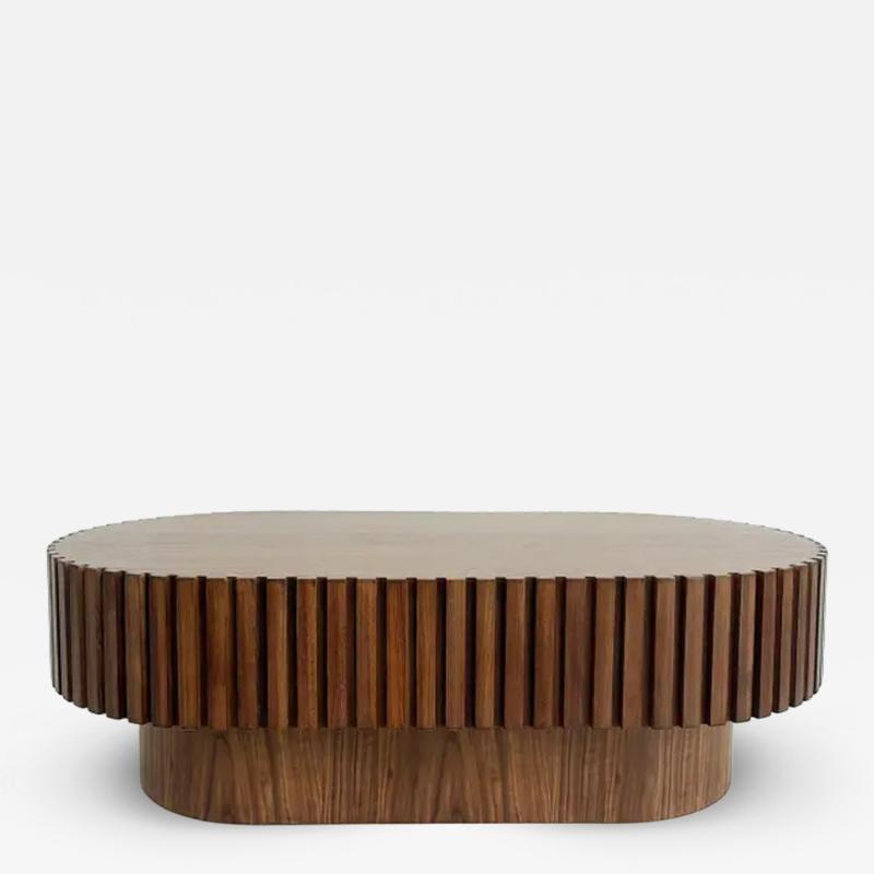 Modern Hand crafted Oval Coffee Cocktail Table Raised on a Pedestal Base