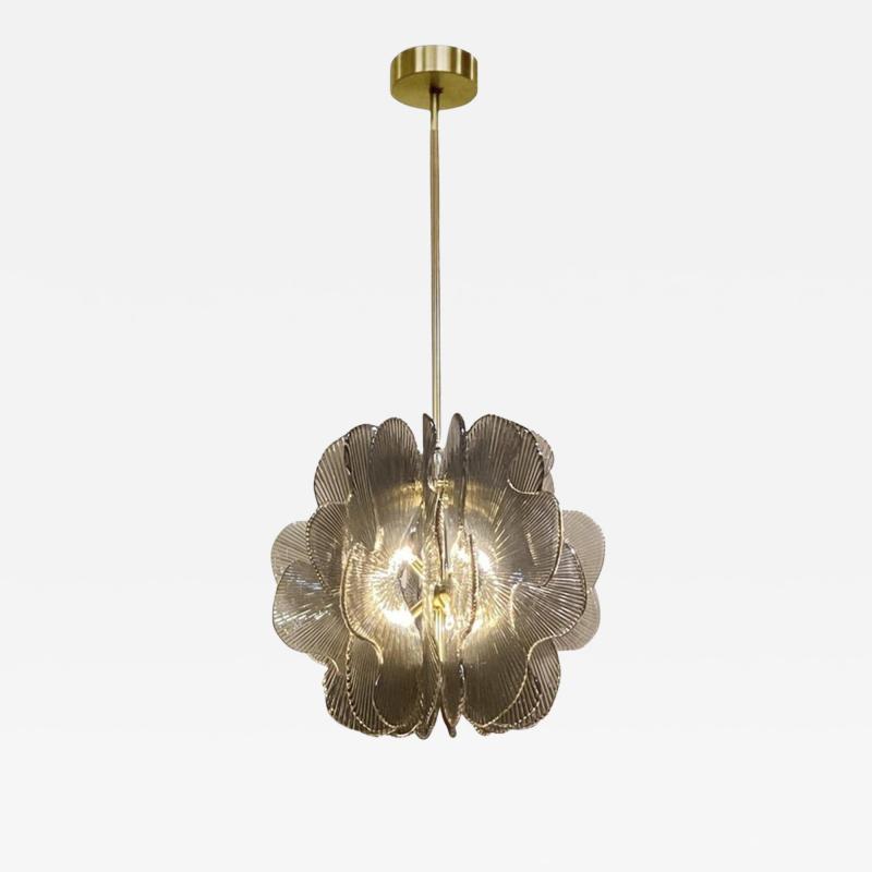Modern Italian Smoke Textured Glass Chandelier in Stock 