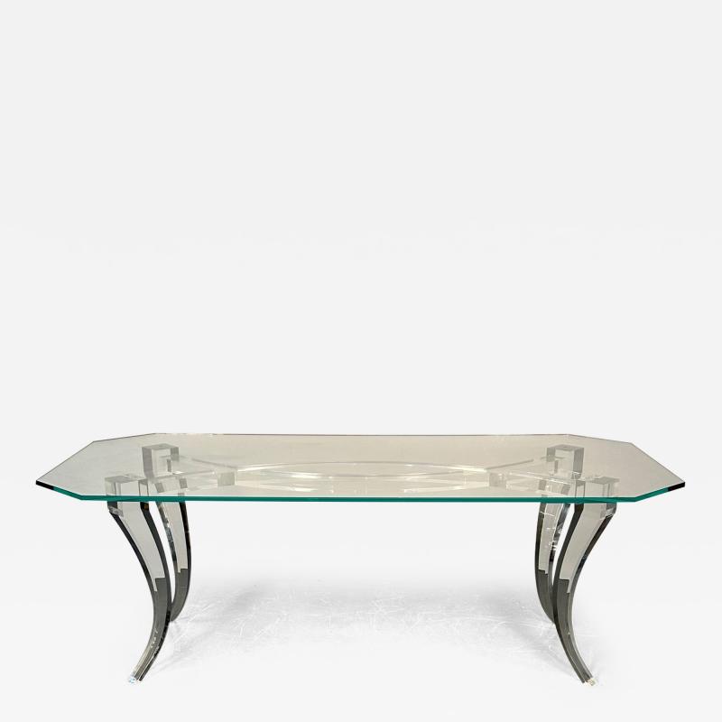 Modern Lucite and Glass Dining Kitchen Table American Designer 2000s