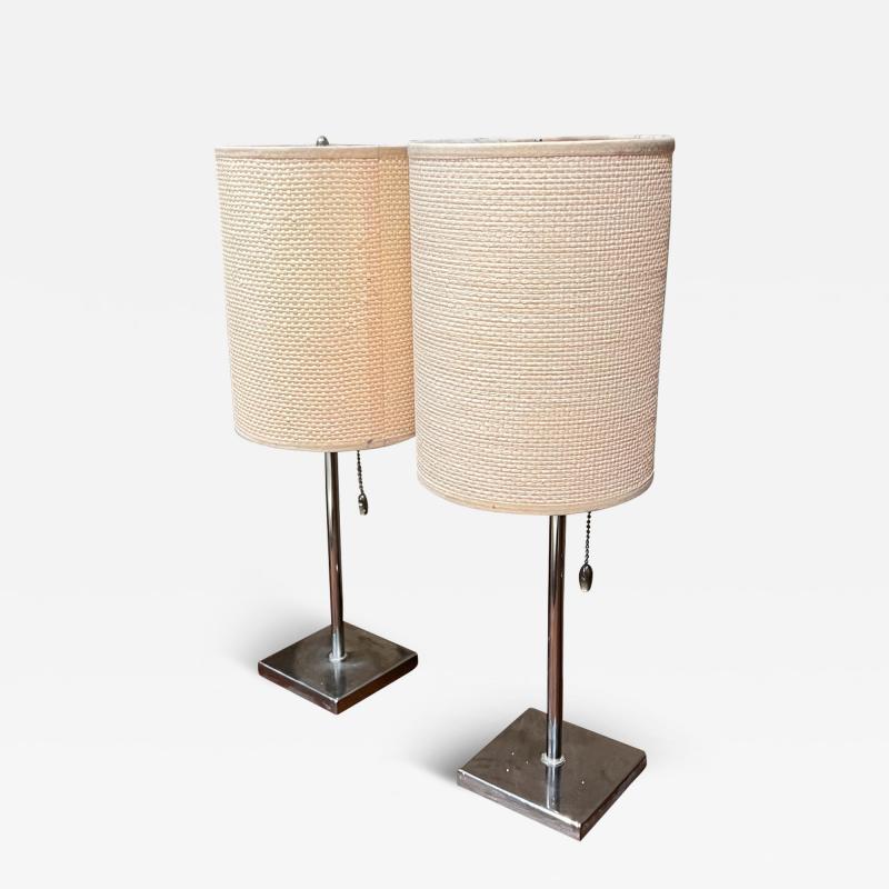 Modern MSE Chrome Table Lamps Woven Shade