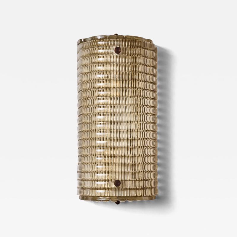 Modern Murano Ribbed Smoked Glass Wall Sconces
