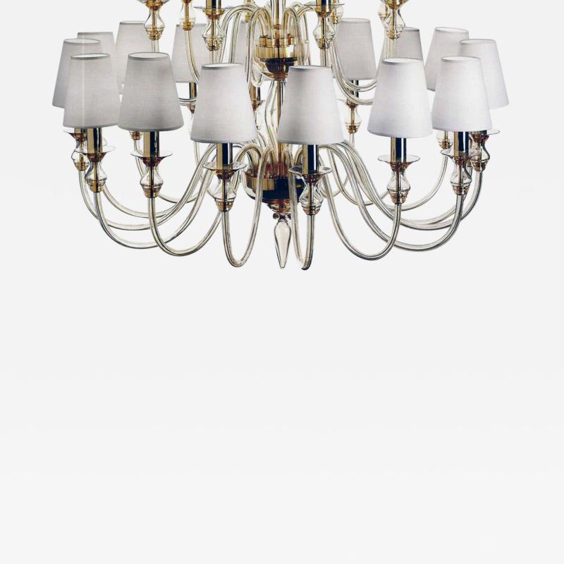 Modern Neoclassical Double Tier Murano Glass Chandelier