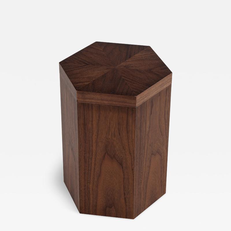 Modern Oak Hexagonal Accent Table