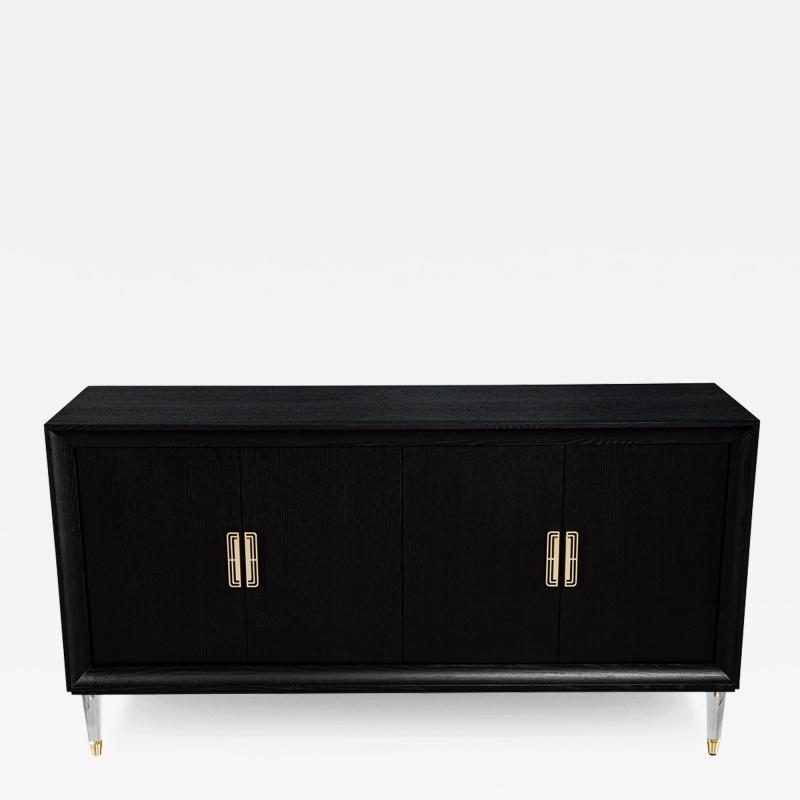 Modern Oak Sideboard Credenza with Acrylic Legs