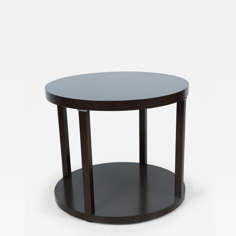 Modern Round Mahogany Center Table with Platform Base
