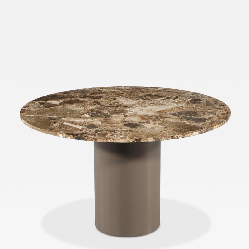 Modern Round Marble Top Dining Table with Column Pedestal