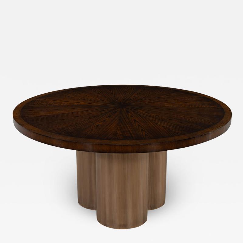 Modern Round Sunburst Dining Table in High Gloss Polished Finish