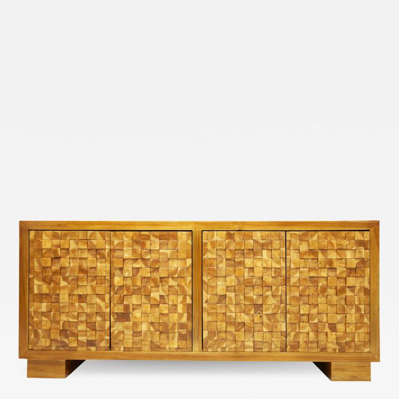 Modern Sideboard with Parquet Style wood Block Front