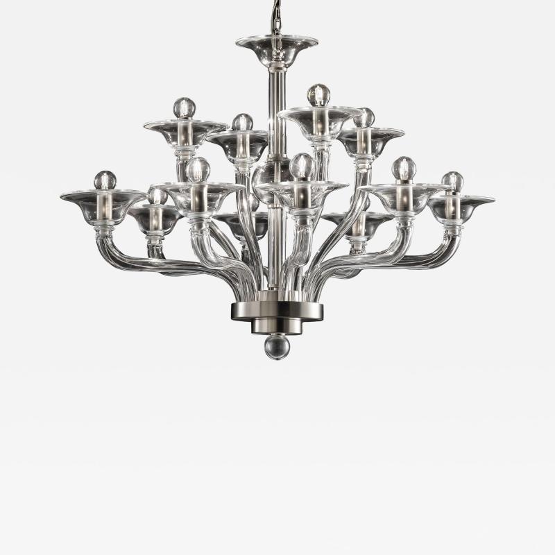 Modern Transparent Linear Murano Glass Chandelier
