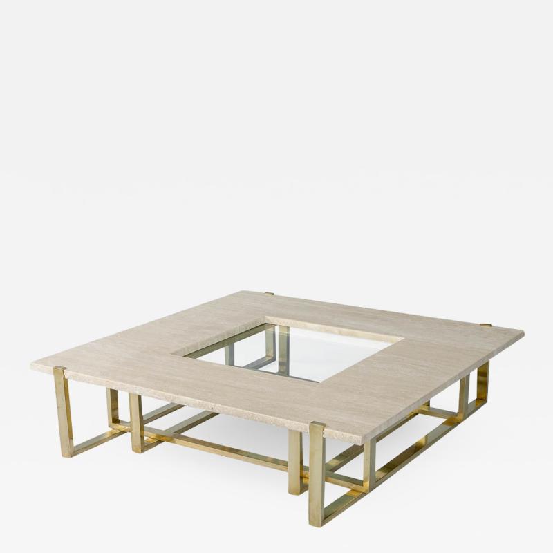 Modern Travertine Marble Cocktail Table by Alfredo Freda for Maison Jansen