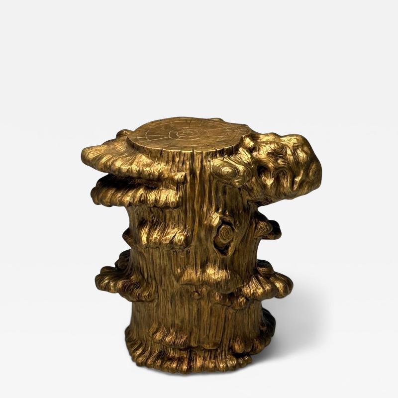 Modern Tree Trunk Sculptural Side Table Cast Bronze American 21st C 