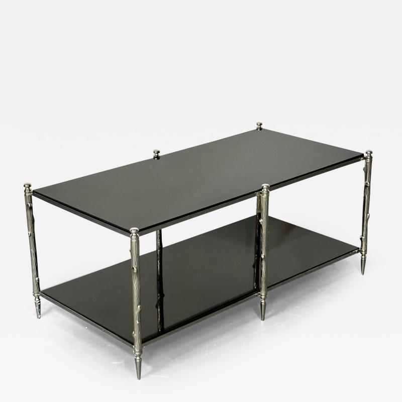 Modern Two Tier Maison Bagues Style Coffee Low Table Black Granite