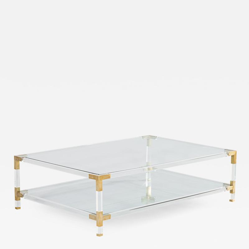 Modern Vintage 2 Tier Acrylic and Brass Cocktail Table