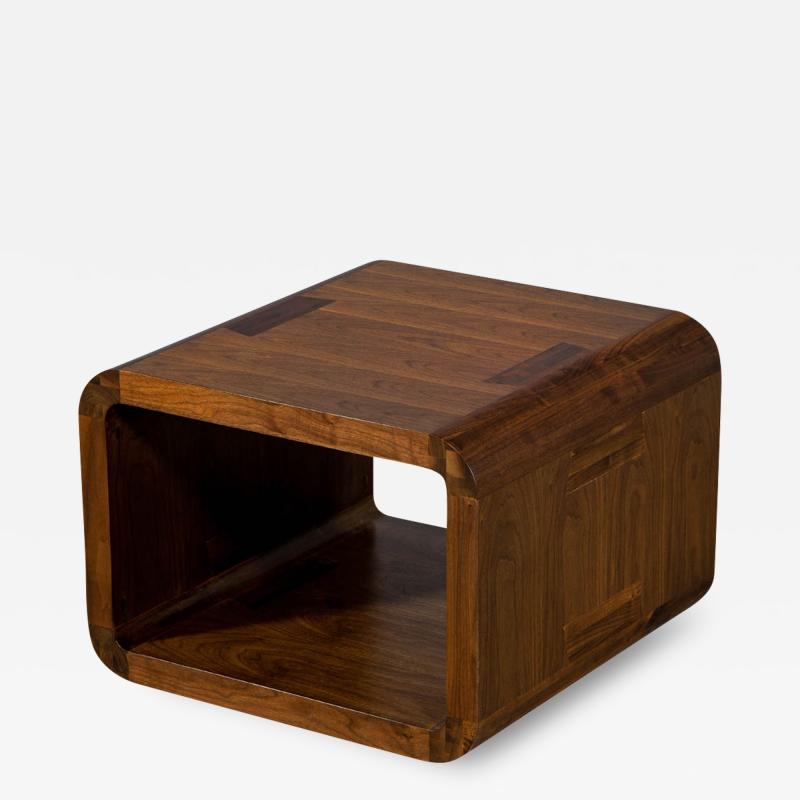 Modern Walnut End Table with Curved Design