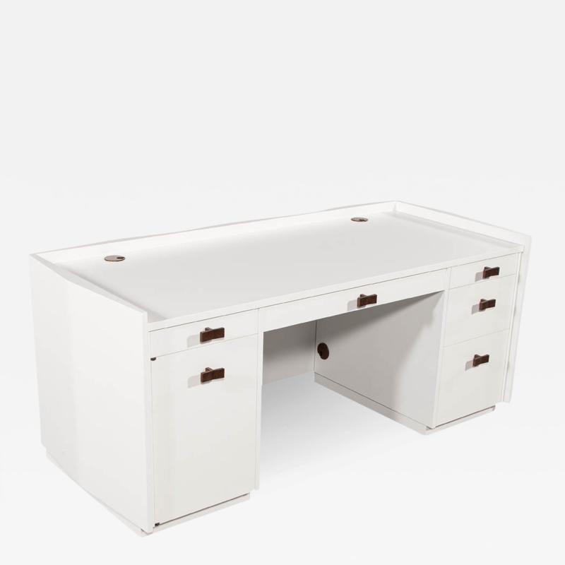 Modern White Lacquered Executive Desk Normandie by Baker Furniture