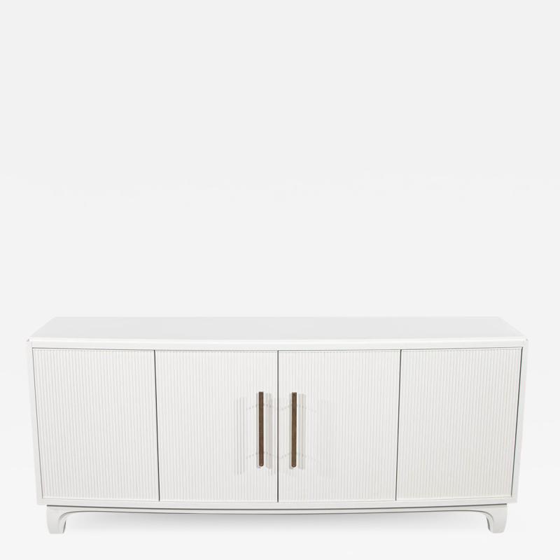 Modern White Lacquered Sideboard Cabinet with Reeded Doors