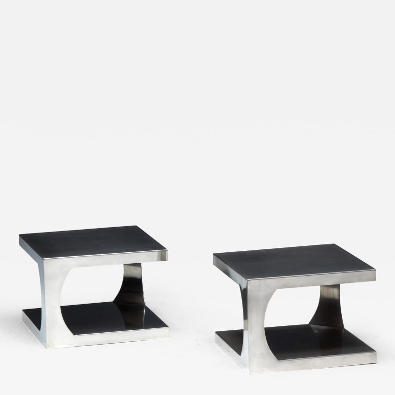 Modernist Aluminum Side Tables Italy 1970s