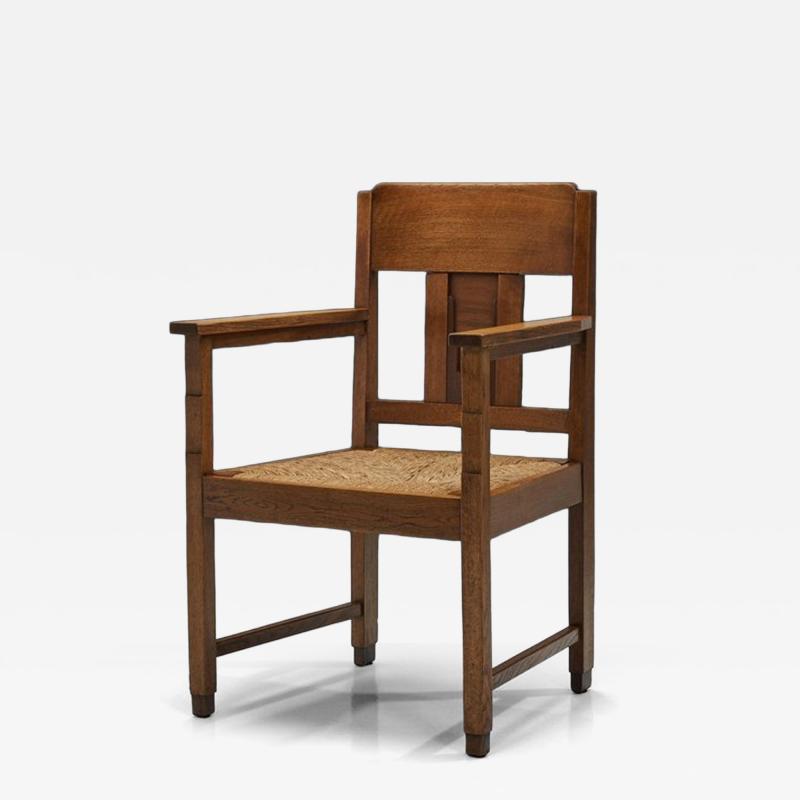 Modernist Armchair with Woven Seat The Netherlands early 20th Century