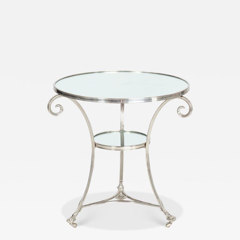 Modernist Chromed and Mirrored Gueridon Side Table