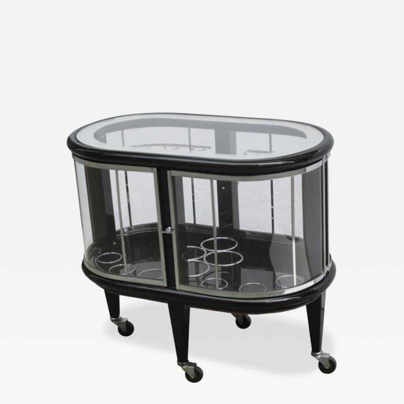 Modernist Ebonized Bar Cart Italy 1950s