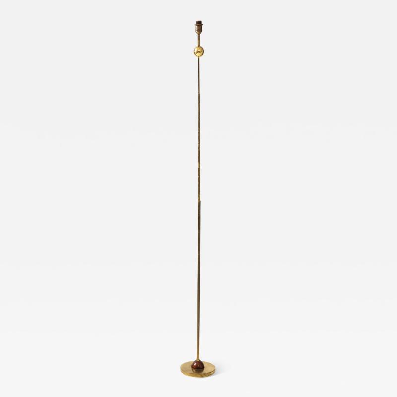 Modernist Gilt Bronze Floor Lamp with Copper Accents Italy 1980s