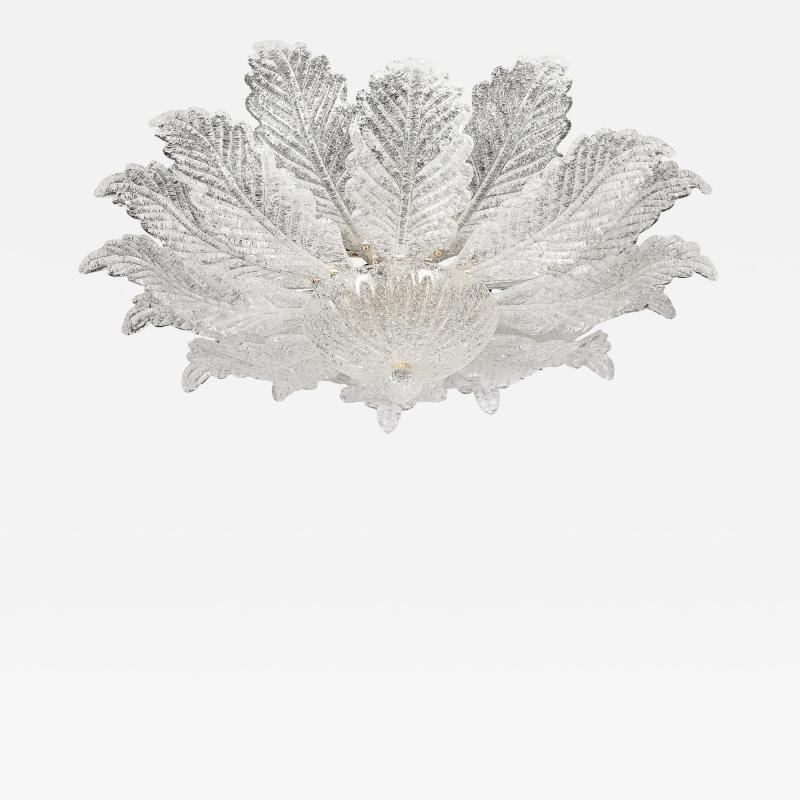 Modernist Hand Blown Mottled Murano Glass Acanthus Flush Mount