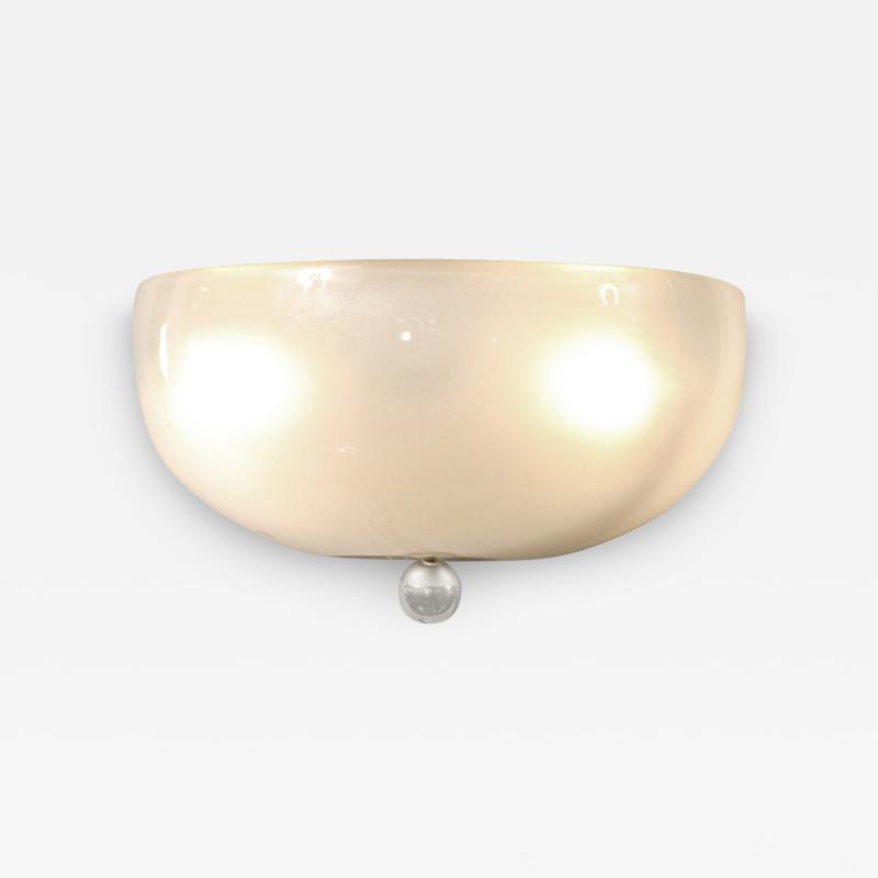 Modernist Hand Blown Murano Glass Sconce in 24Karat White Gold Flecks
