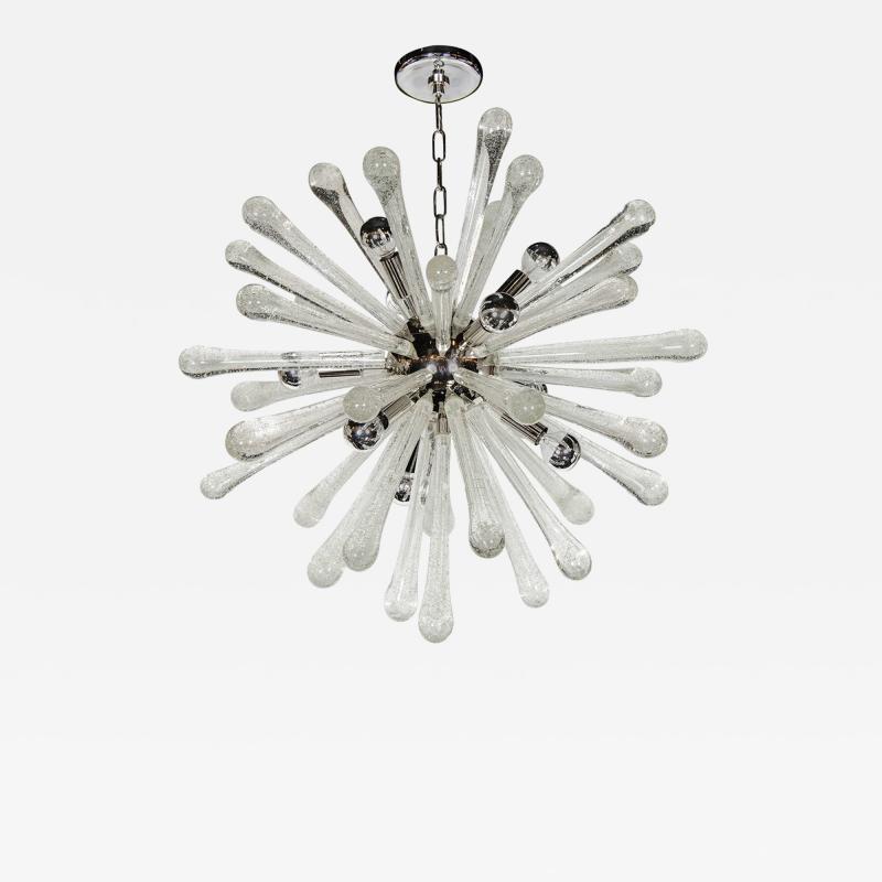 Modernist Handblown Murano Glass Sputnik Chandelier with Chrome Fittings