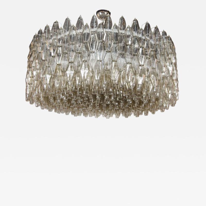 Modernist Handblown Smoked Murano Glass Polyhedral Chandelier
