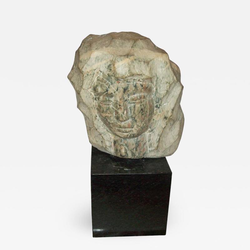 Modernist Marble Sculpture on Granite Base