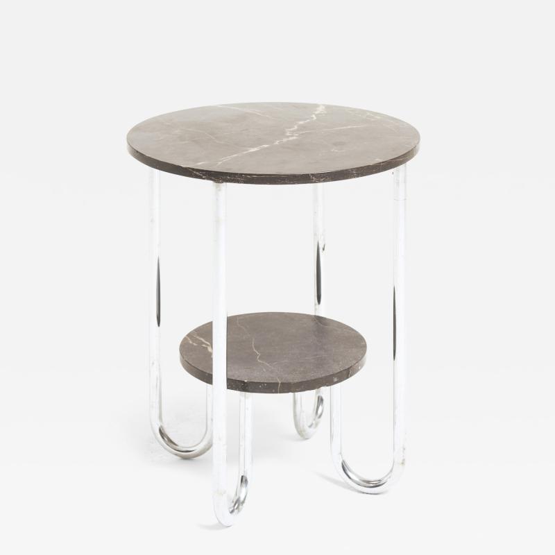 Modernist Marble and Nickel Side Table