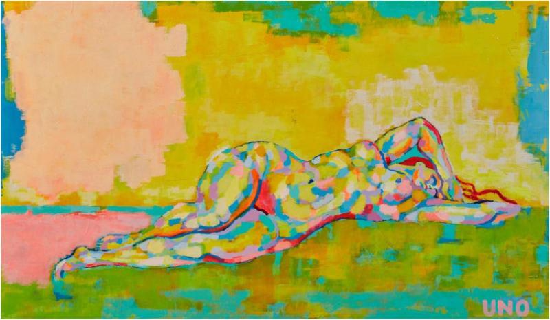 Modernist Nude Oil Painting by Uno The Birth of Venus