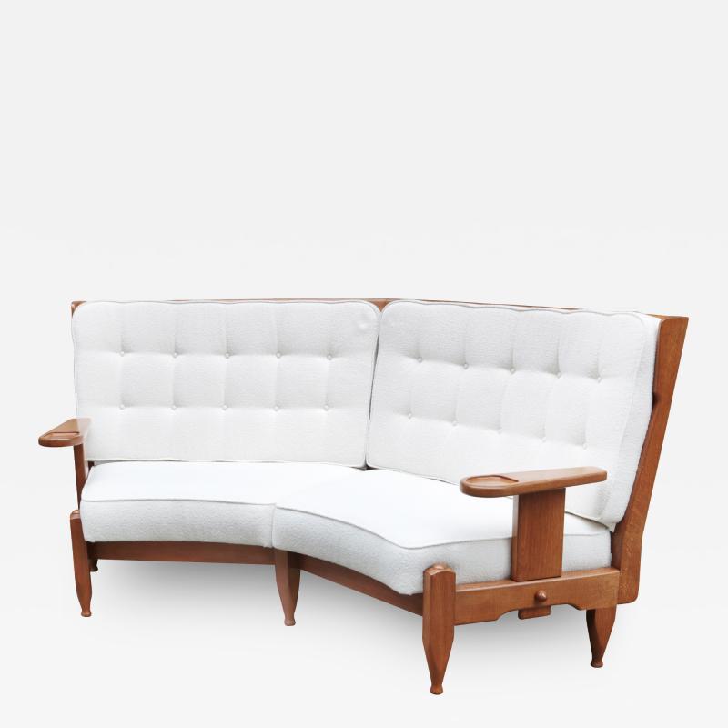 Modernist Oak Sofa by Guillerme et Chambron