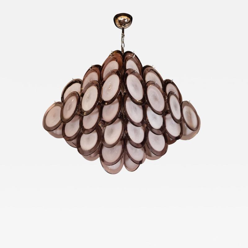 Modernist Pagoda Style Disc Chandelier in Handblown Murano Amethyst Glass