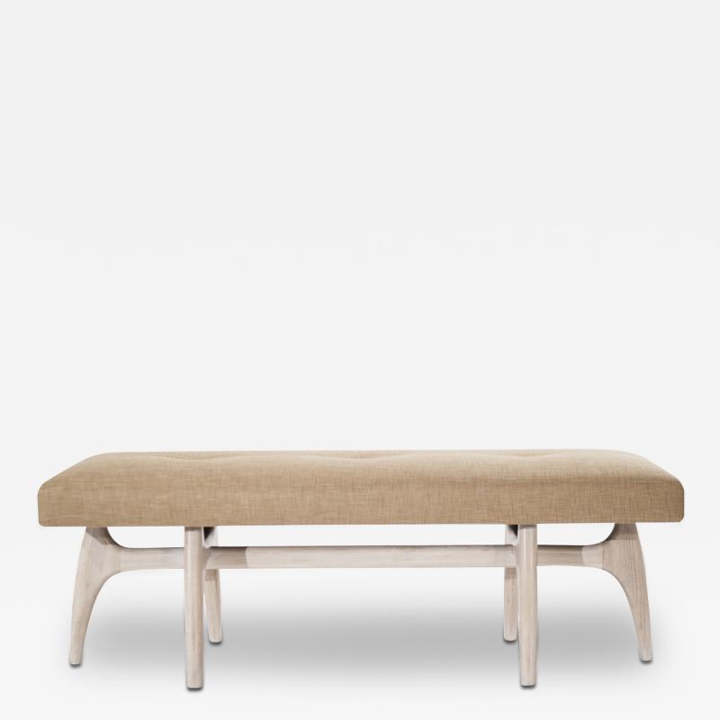 Modernist Sculptural White Oak Bench