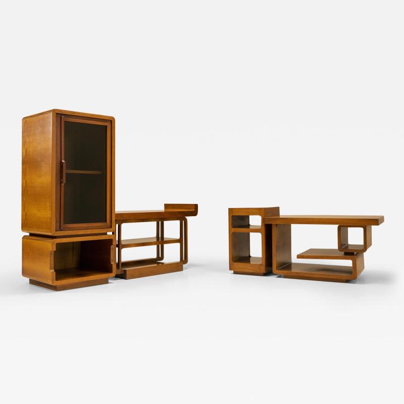 Modernist Showcase Cabinet and Coffee Table in Walnut Italy 1960s