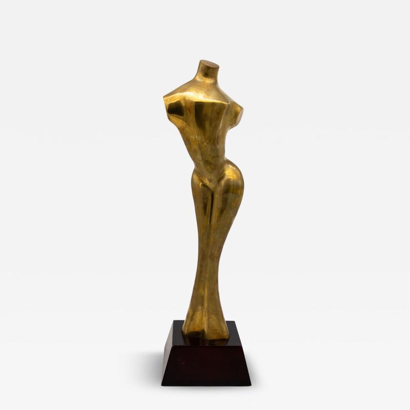 Modernist Style Female Brass Sculpture USA 1970s