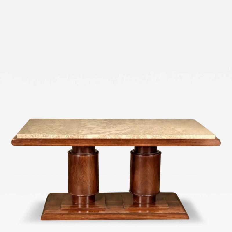 Modernist coffee table in rosewood and marble