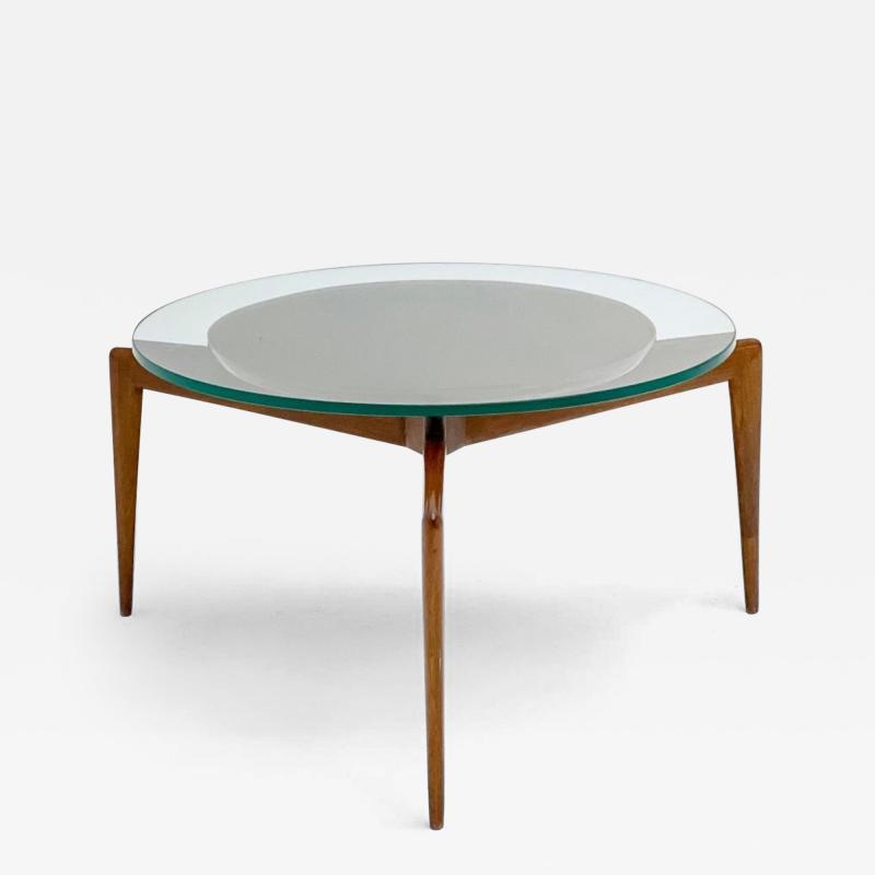 Modernist side table with glass top