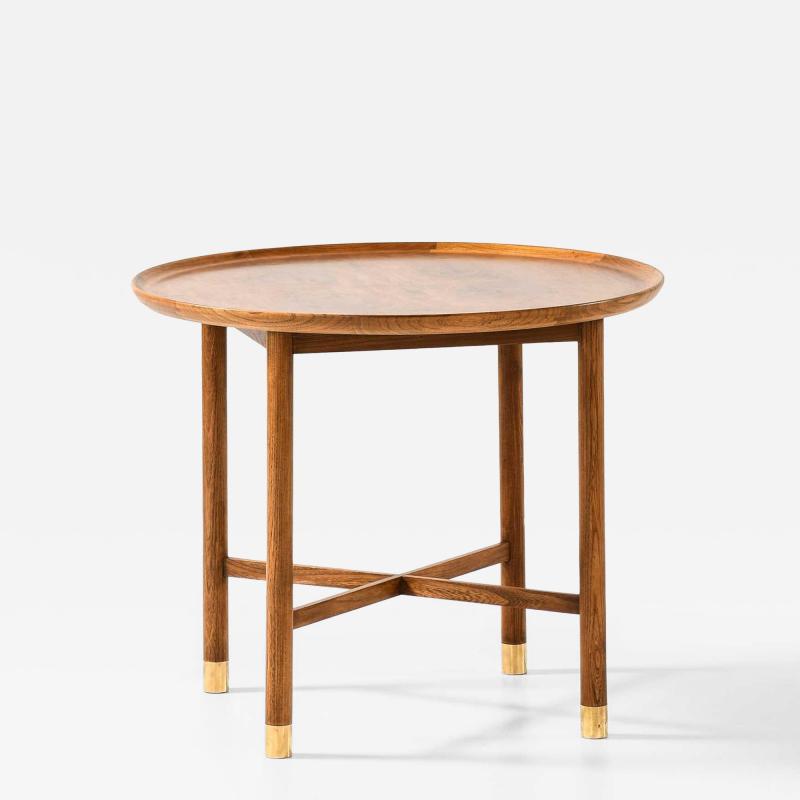 Mogens Lassen Mogens Lassen Attrib Coffee Table in Brass Elm Walnut by K Thomsen 1940s