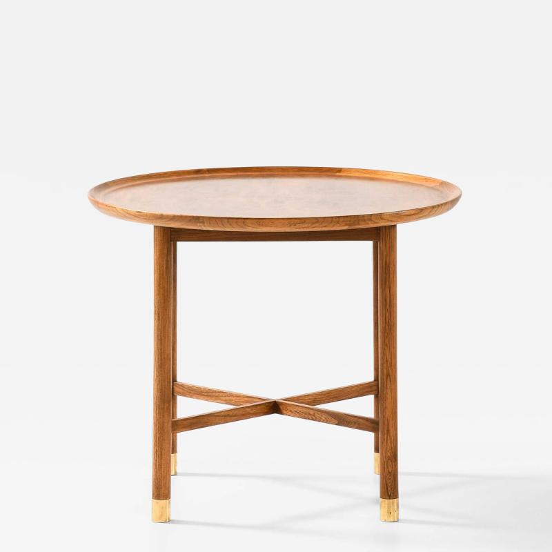Mogens Lassen Mogens Lassen Attrib Coffee Table in Brass Elm Walnut by K Thomsen 1940s