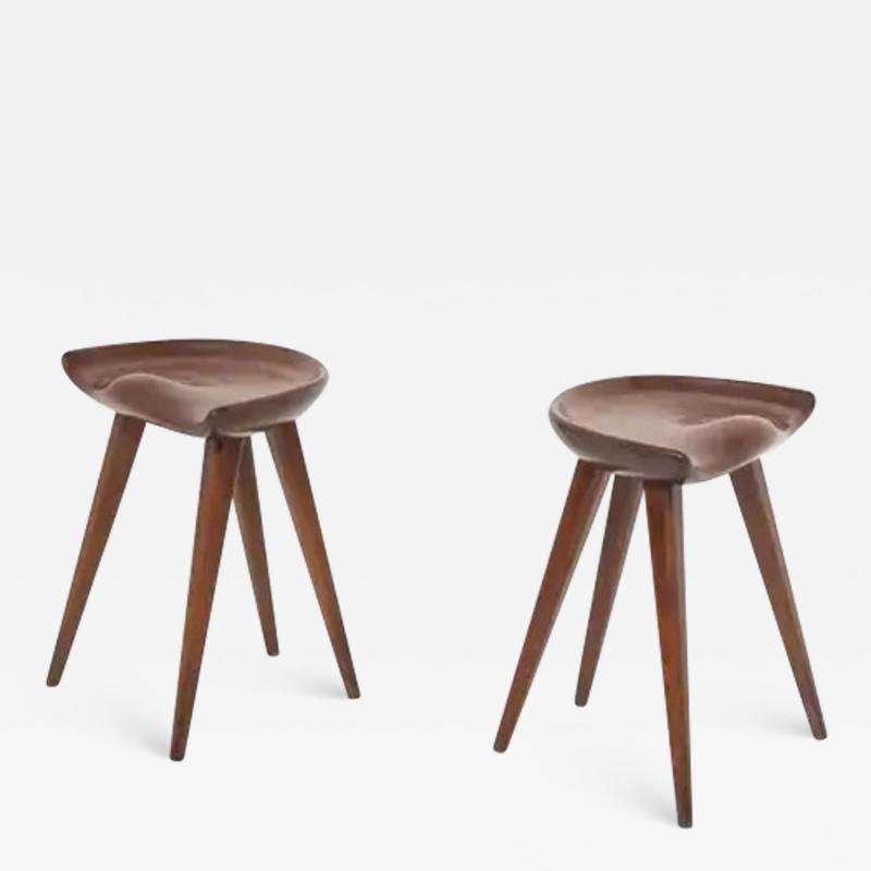 Mogens Lassen Mogens Lassen Pair of Carved Wooden Stools