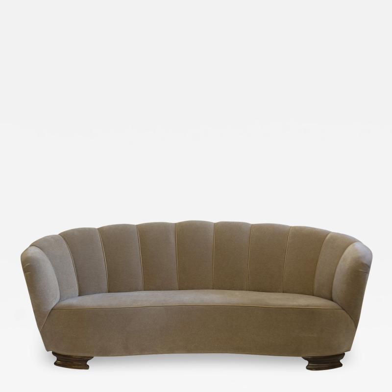 Mohair Art Deco Danish Banana Sofa