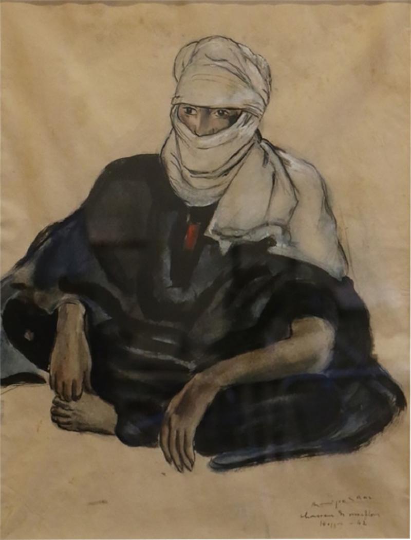 Monique Cras Touareg in Hoggar Gouache by Monique Cras Art Deco 1942