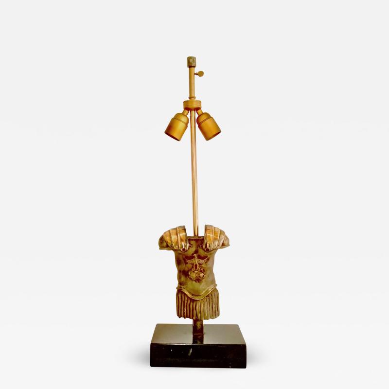 Monique Gerber Centurion torso bronze sculpture table lamp by Monique Gerber France 1970s