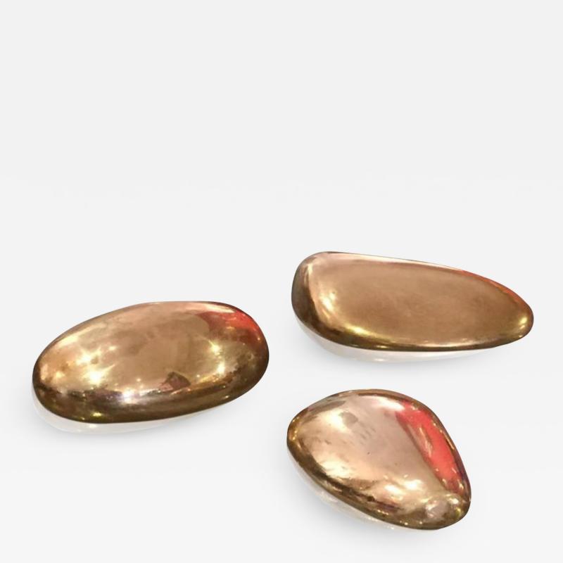 Monique Gerber Suite of three solid bronze pebbles by Monique Gerber France 1970s