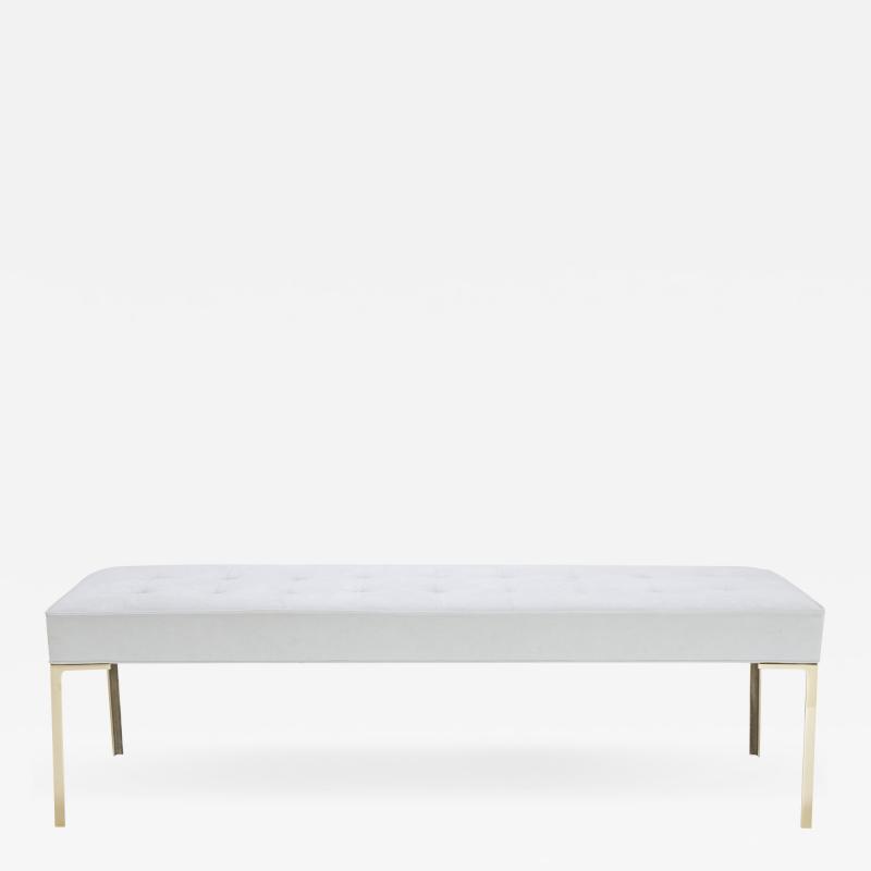 Montage Astor 60 Brass Bench in Dove Luxe Suede by Montage