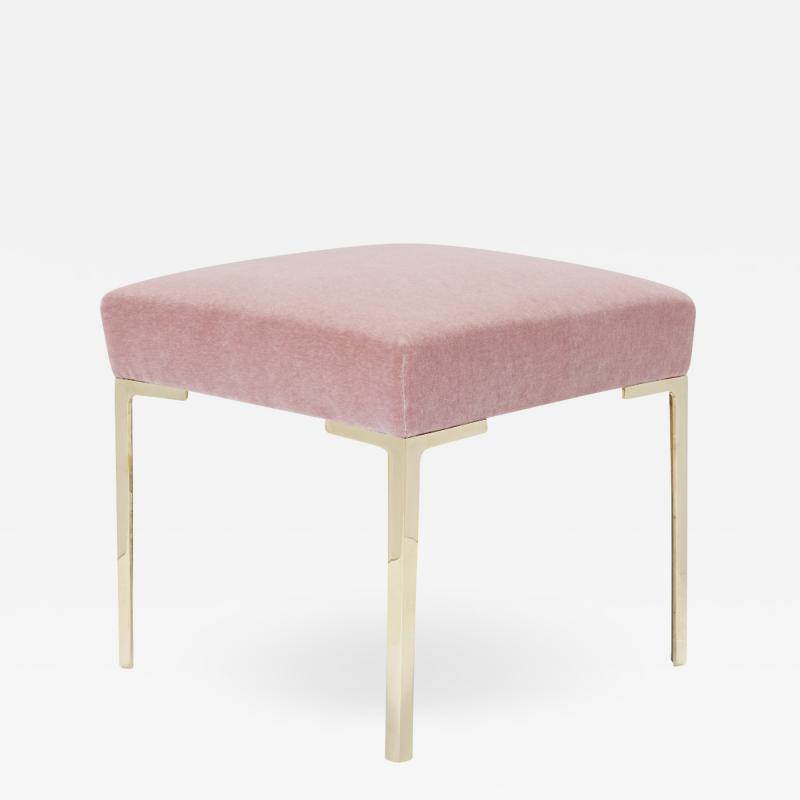 Montage Astor Petite Brass Ottoman in Blush Mohair by Montage