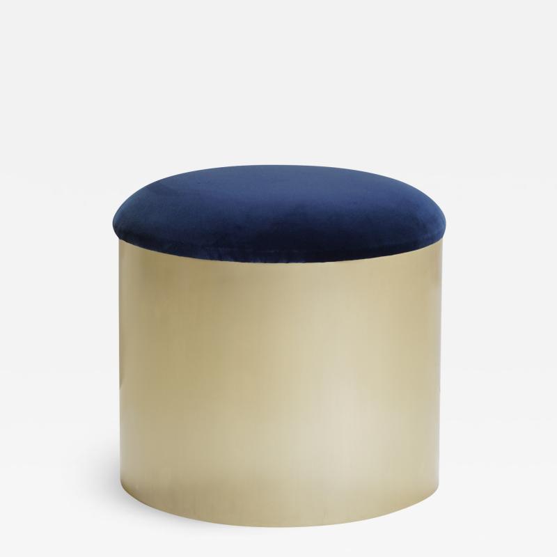 Montage Brushed Brass Mushroom Pouf in Velvet by Montage